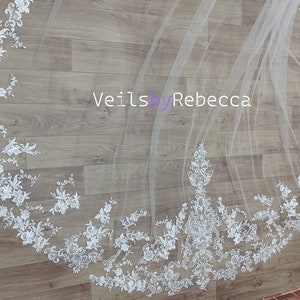 1 tier sparking sequin embroidery lace appliques catholic religious Spanish Mantilla bridal wedding veil S465 image 7