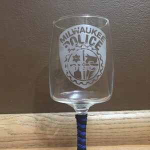 Milwaukee Police Officer Gift, Wine Glass with Paracord on Stem