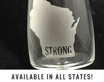 Wisconsin Gift, Wisconsin Strong, Wine Lover Gift, Custom State Wine Glass, All States Available