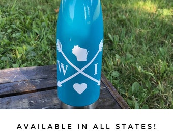 State Love Water Bottle, Personalized Water Bottle, All States Available