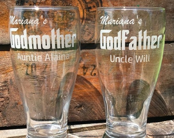 Godfather Gift, Godmother Gift, Personalized Gift, Etched Glass, Godparent Gifts, Custom Godparent Gifts