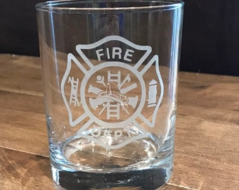 Firefighter Gift, Fireman Gift, Personalized Firefighter Gift, Firefighter Rocks Glass, Firefighter Whiskey Glass, Custom Fireman Gift