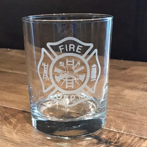 Personalized Whiskey Glass: Firefighter Insignia - Custom Engraved