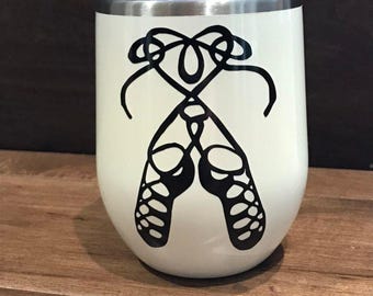 Irish Dance Tumbler, Insulated Stainless Steel for Coffee or Wine with Name Option