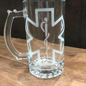 Personalized Paramedic Beer Mug, EMT Star of Life