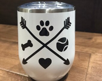 Dog Lover Wine Tumbler - Insulated, Stainless Steel with Custom Name
