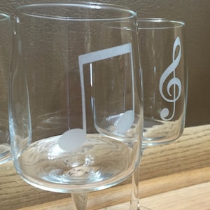 Musical Note Wine Glass, Etched Wine Glass, Music Lover Gift