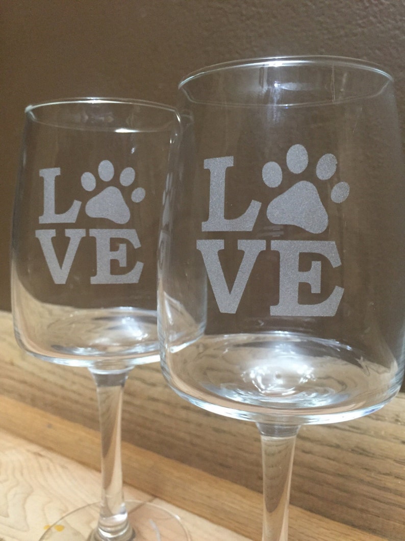 Dog Lover Gift Dog Love Dog Wine Glasses Etched Wine Glass Etsy