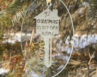 First Christmas in New Home Ornament - Personalized Glass Gift