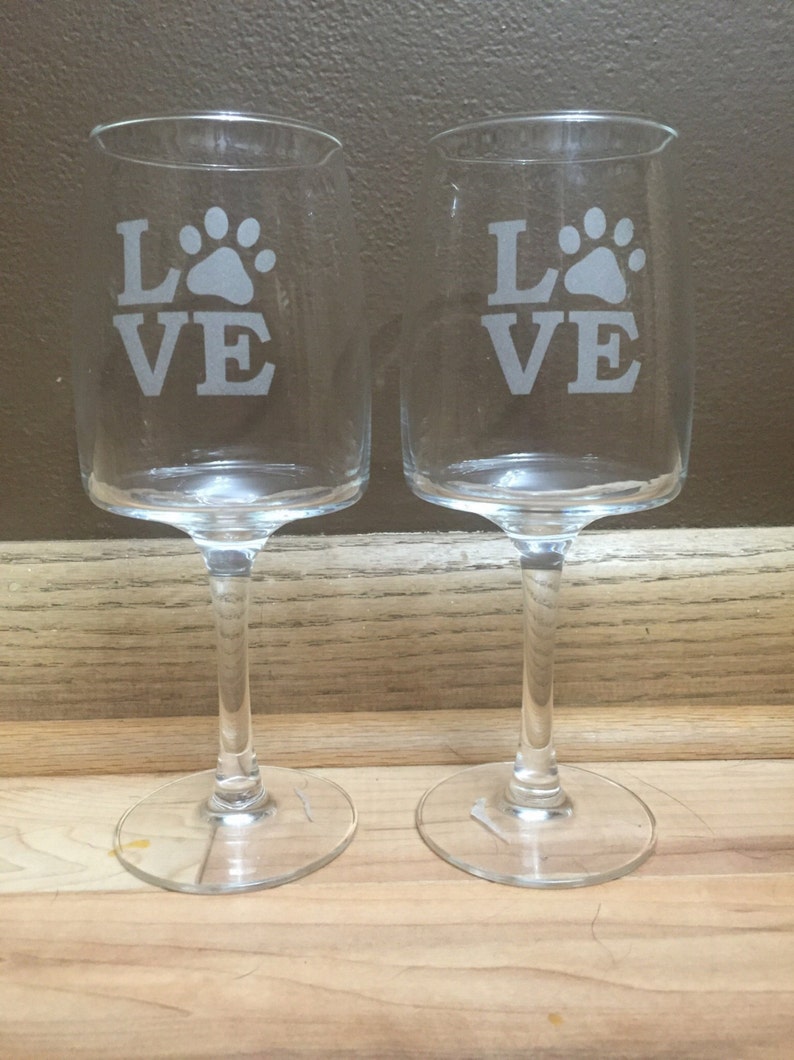 Dog Lover Gift Dog Love Dog Wine Glasses Etched Wine Glass Etsy