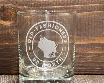 Wisconsin whiskey glass, Whiskey Old Fashioned, Bourbon Old Fashioned, Brandy Old Fashioned, Wisconsin drinking glass, Wisconsin Rocks Glass