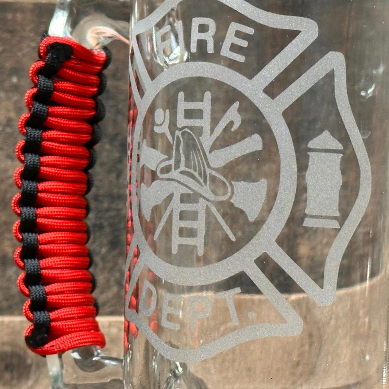 Personalized Firefighter Gift Beer Mug - Sandblast Etched image 4