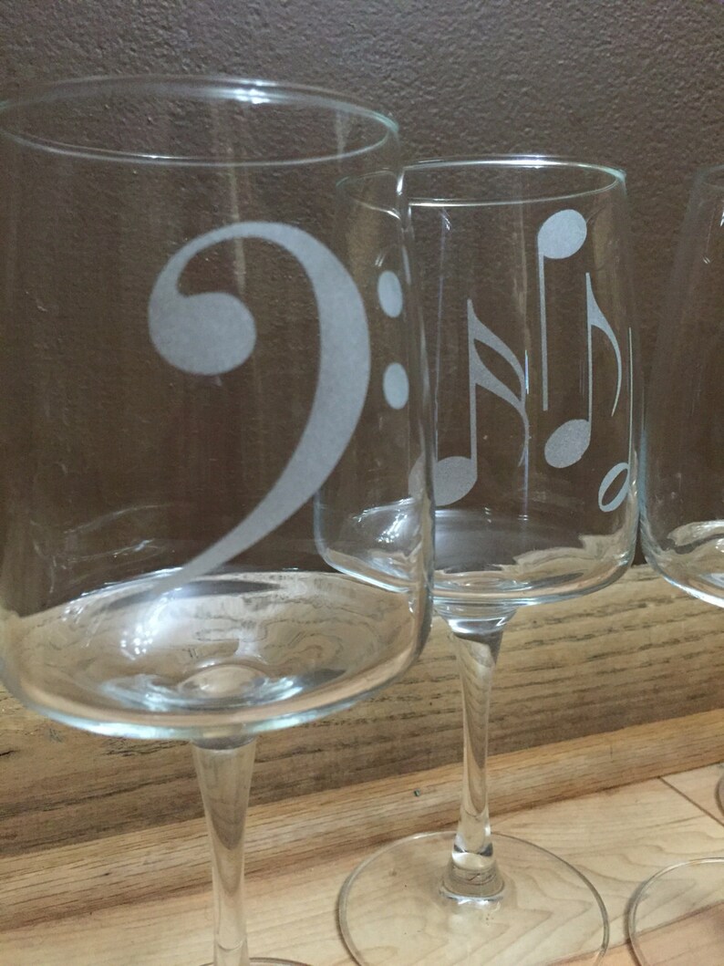 Musical Note Wine Glass Etched Wine Glass Music Lover Gift Etsy