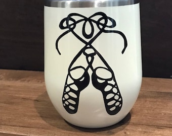 Insulated Coffee/Wine Tumbler: Irish Dance Shoes Design - Personalized Gift