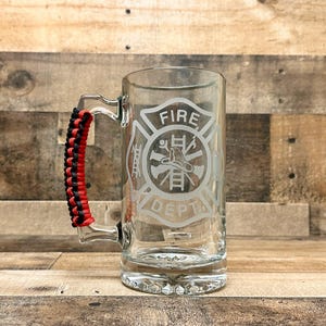 Personalized Firefighter Gift Beer Mug - Sandblast Etched image 3