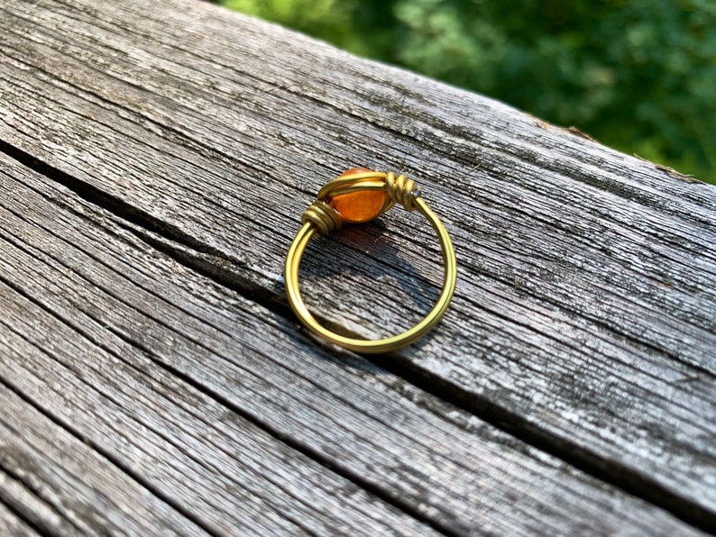 Orange Quartzite Ring Gemstone Jewelry Gemstone Ring Orange Stone Ring Orange Quartzite Stone Wire Wrapped Ring