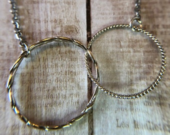 Sterling Silver Interlocking Circle Necklace, Geometric Unity Jewelry