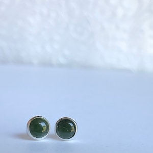 Sterling silver jade earrings,Jade studs,Tiny jade studs,Dainty earrings,Minimalist jewelry,Simple earrings,Green earrings,Gemstone earrings