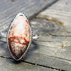 Sterling silver jasper ring, Jasper ring, Natural ring, Earthy ring, Silver ring, Gifts for her, Silver jasper jewelry, Multicolored ring