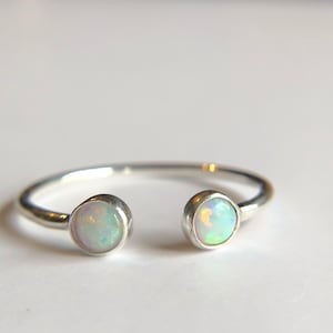 Opal open ring,Simple ring,Opal ring,Dainty ring,Gifts for her,Bridesmaid gifts,Small gemstone ring,Opal stack able ring,Opal minimalist