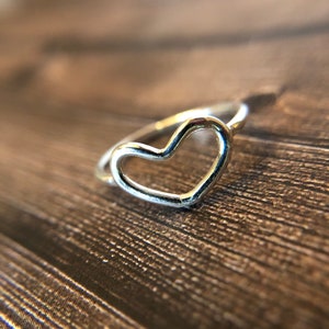 Sterling silver heart ring,Silver heart ring,Open heart ring,Silver open heart,Silver heart ring,Gift for her,Valentines day gift for her
