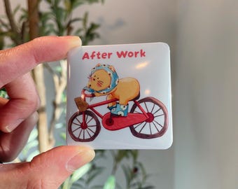 Orange Cat Fridge Magnet: Funny Afterwork Design, Cat Lover Gift