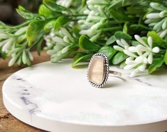 Pale Pink Sea Glass Ring/Size 5/Sea Glass/Beach Glass/Genuine Sea Glass/Sea Glass Jewelry/Sea Glass Ring/Gift for Her/Beach Wedding
