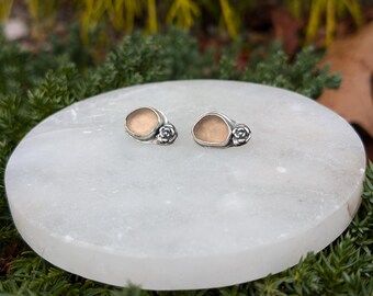 Pale Pink Sea Glass Rose Sterling Silver Earrings Genuine Beach Glass Mother's Day Gift for Her