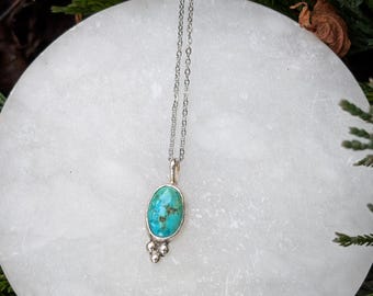 Carico Lake Turquoise Sterling Silver Necklace, Southwestern Style