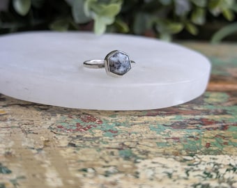 Dendritic Opal Ring Sterling Silver Ring Size 7 Mother's Day Gift for Her