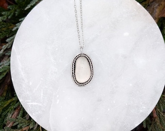 Lake Erie Sea Glass Necklace, Handmade Sterling Silver Bezel