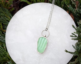 Fire King Jadeite Sterling Silver Necklace Pyrex Jewelry Mother's Day Gift for Her