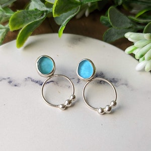 Bright Blue Sea Glass Earrings Sea Glass Beach Glass Sea Glass Earrings Genuine Sea Glass Sterling Silver Handmade Gift for Her Wedding