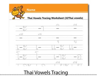 thai alphabets letters tracing worksheetprintable pdfinstant etsy