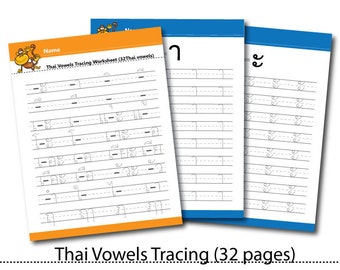 thai alphabets letters tracing worksheetprintable
