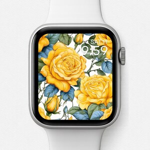 Sfondo Golden Rose Garden per Apple Watch – Eleganza floreale vintage, quadrante Apple Watch di KawaiiArt1980