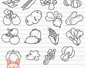 20 Vegetables SVG, Vegetables Graphics, Vegetables PNG, Vegetables Vector Clipart, Vegetable Digital Download, Cut files by KawaiiArt1980