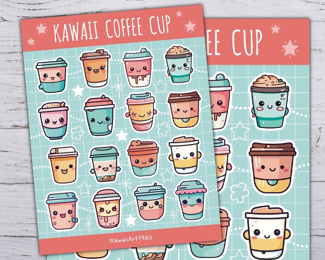 Kawaii Coffee Cups Png Coffee Png Sticker Coffee Bundle Png - Etsy
