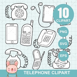 Telephone SVG, Cell phone cut file, Phone outline, for cricut, for silhouette, Hand draw clipart by KawaiiArt1980