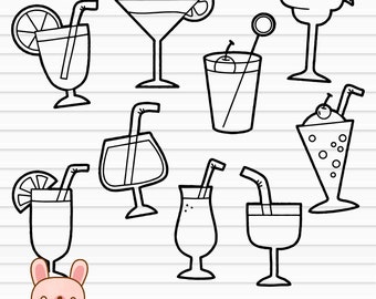 Cocktail bundel SVG, cocktailglazen, alcoholische drank, cocktail PNG, viering SVG door KawaiiArt1980