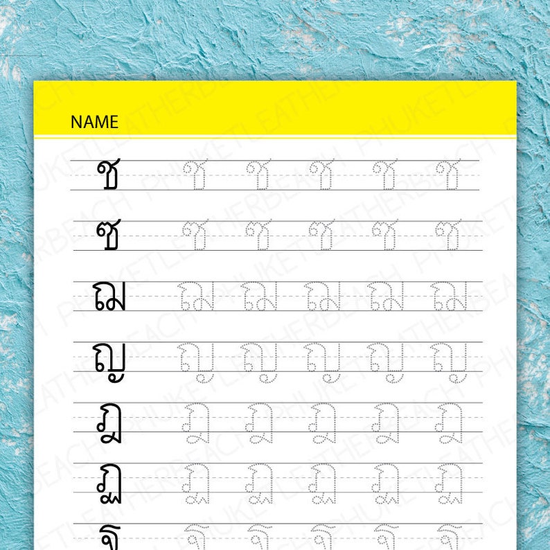 5 pages thai alphabets letters tracing worksheetprintable etsy