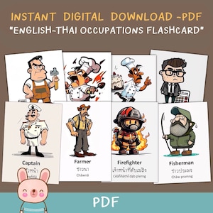 40 Occupations flashcards, Professions printable flash cards, Montessori Cards by KawaiiArt1980