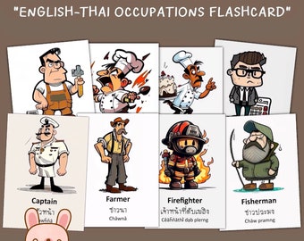 40 Occupations flashcards, Professions printable flash cards, Montessori Cards by KawaiiArt1980