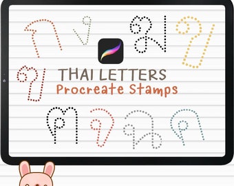 Procreate Letter Stamp, Thai Letters Stamp Procreate, Doodle Brushes Stamp, For Thai Tracing, Digital file by KawaiiArt1980