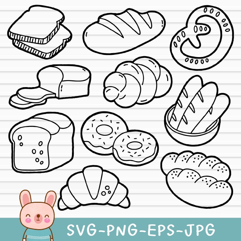 10 Bread SVG Bundle,Bread basket svg, Svg Outline, Cut files by KawaiiArt1980 image 1