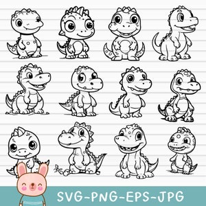 24 Dinosaur Baby Svg, Dinosaur Clipart, Juraaic Svg, Dinosaur Svg Bundle, Svg file for cricut by KawaiiArt1980 image 1