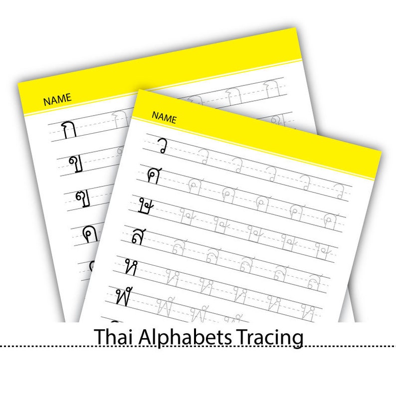 5 pages thai alphabets letters tracing worksheetprintable