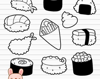 Sushi SVG bundle, Japanese food SVG, Sushi png graphic, Cute sushi clipart by KawaiiArt1980