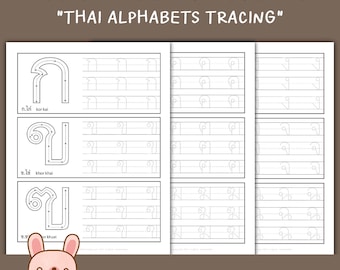 Thai Alphabets Tracing Worksheet, for teacher, Printable PDF, Instant download by KawaiiArt1980