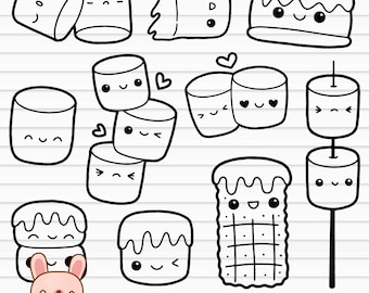 Marshmallow SVG, schattige marshmallow, Kawaii gezicht afbeelding, silhouet, gesneden bestand door KawaiiArt1980